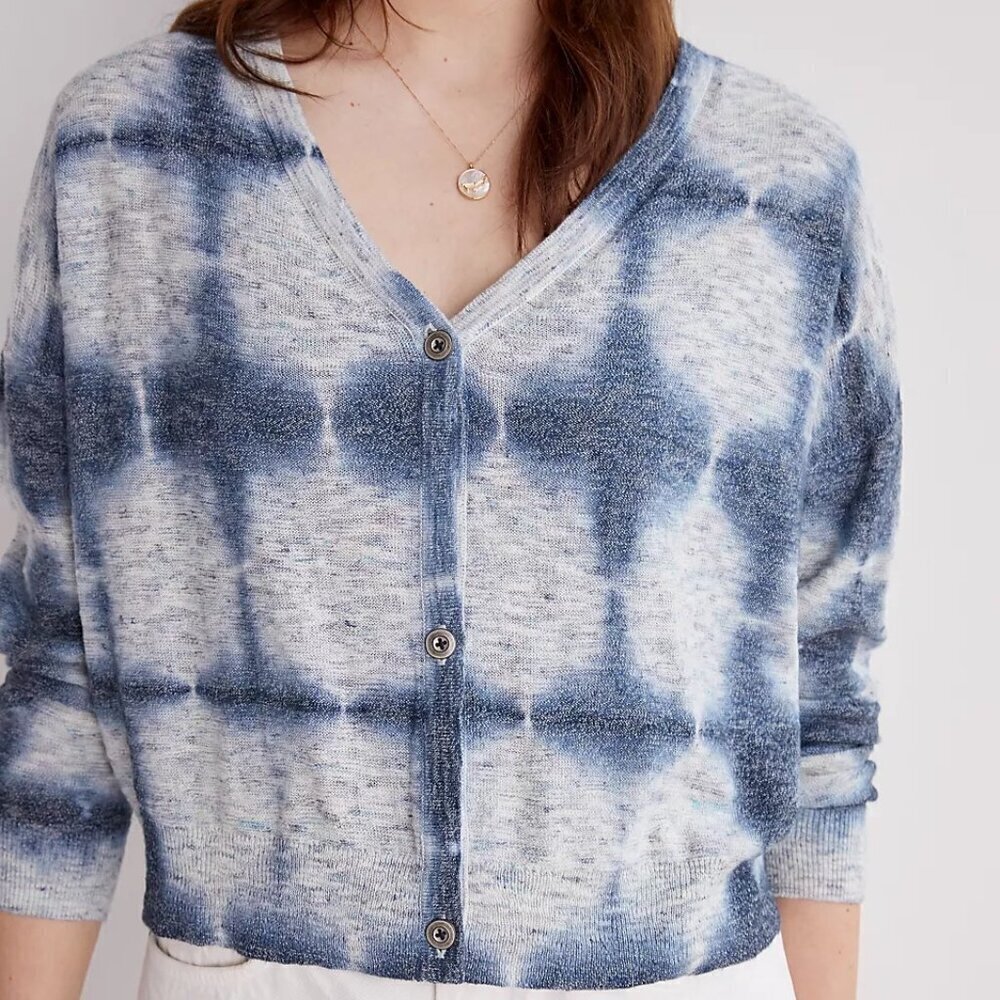 Pilcro from Anthropologie Tie-Dye Cardigan Linen Blend Oversized XS